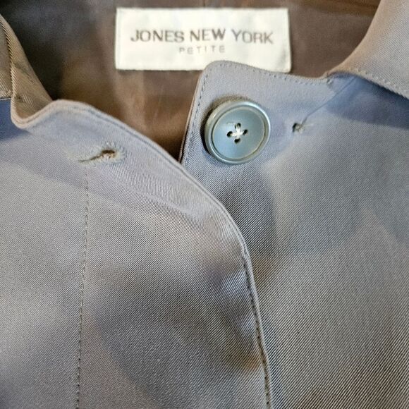 Jones New York Petite Moss Green Water Repellent Scandi Style Long Trench Coat 8 - Picture 9 of 13